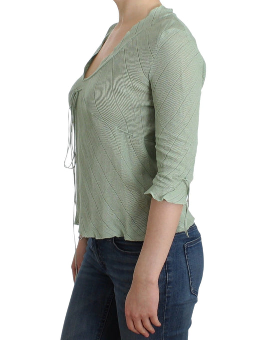 Ermanno Scervino Green Lightweight Knit Sweater Top Blouse $583.00 Ermanno Scervino Luzworld
