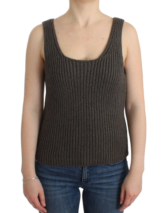Ermanno Scervino Gray Knit Top Knitted Sweater Merino Wool $561.00 Ermanno Scervino Luzworld