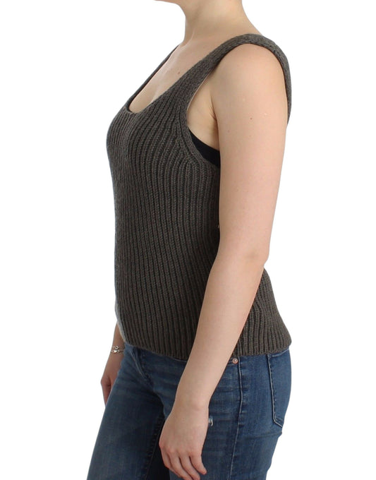 Ermanno Scervino Gray Knit Top Knitted Sweater Merino Wool $561.00 Ermanno Scervino Luzworld