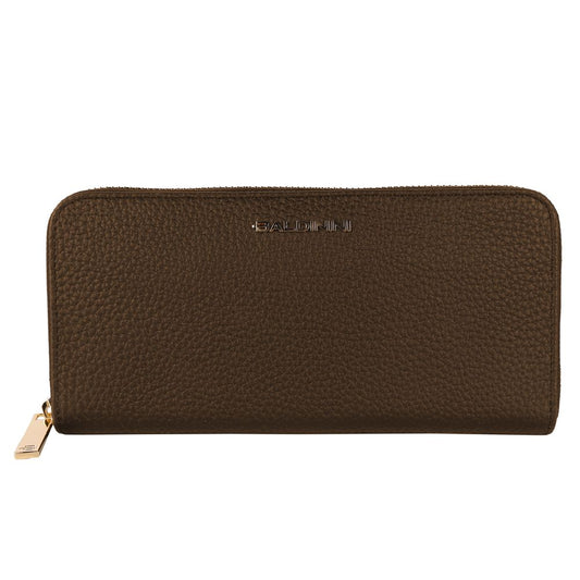 Baldinini Trend Exquisite Leather Zip Wallet in Brown $261.00 Baldinini Trend Luzworld