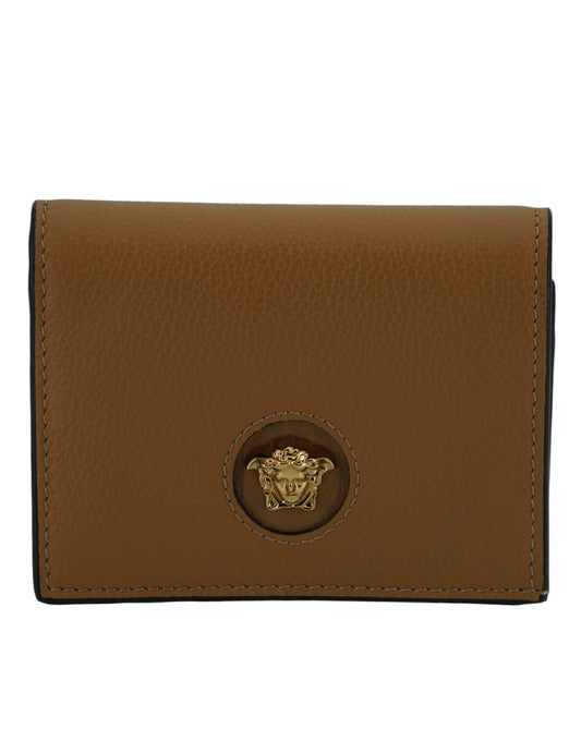 Versace Elegant Compact Leather Wallet in Brown $935.00 Versace Luzworld