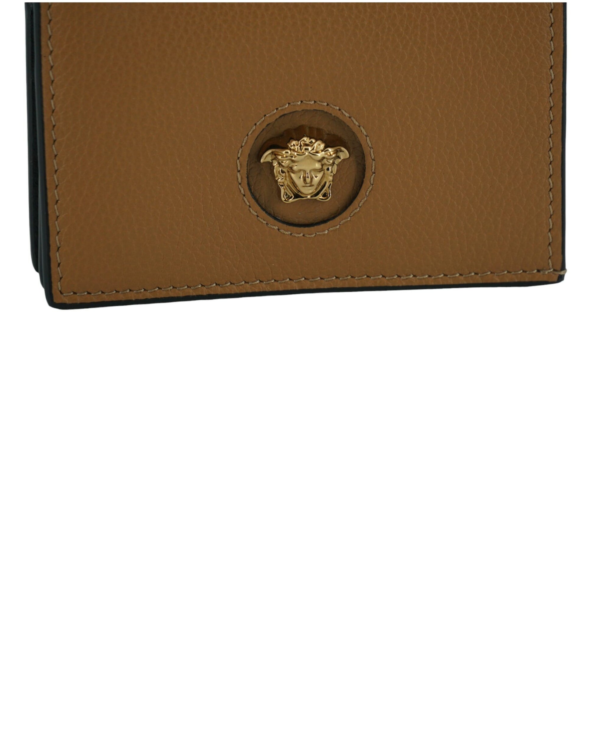 Versace Elegant Compact Leather Wallet in Brown $935.00 Versace Luzworld
