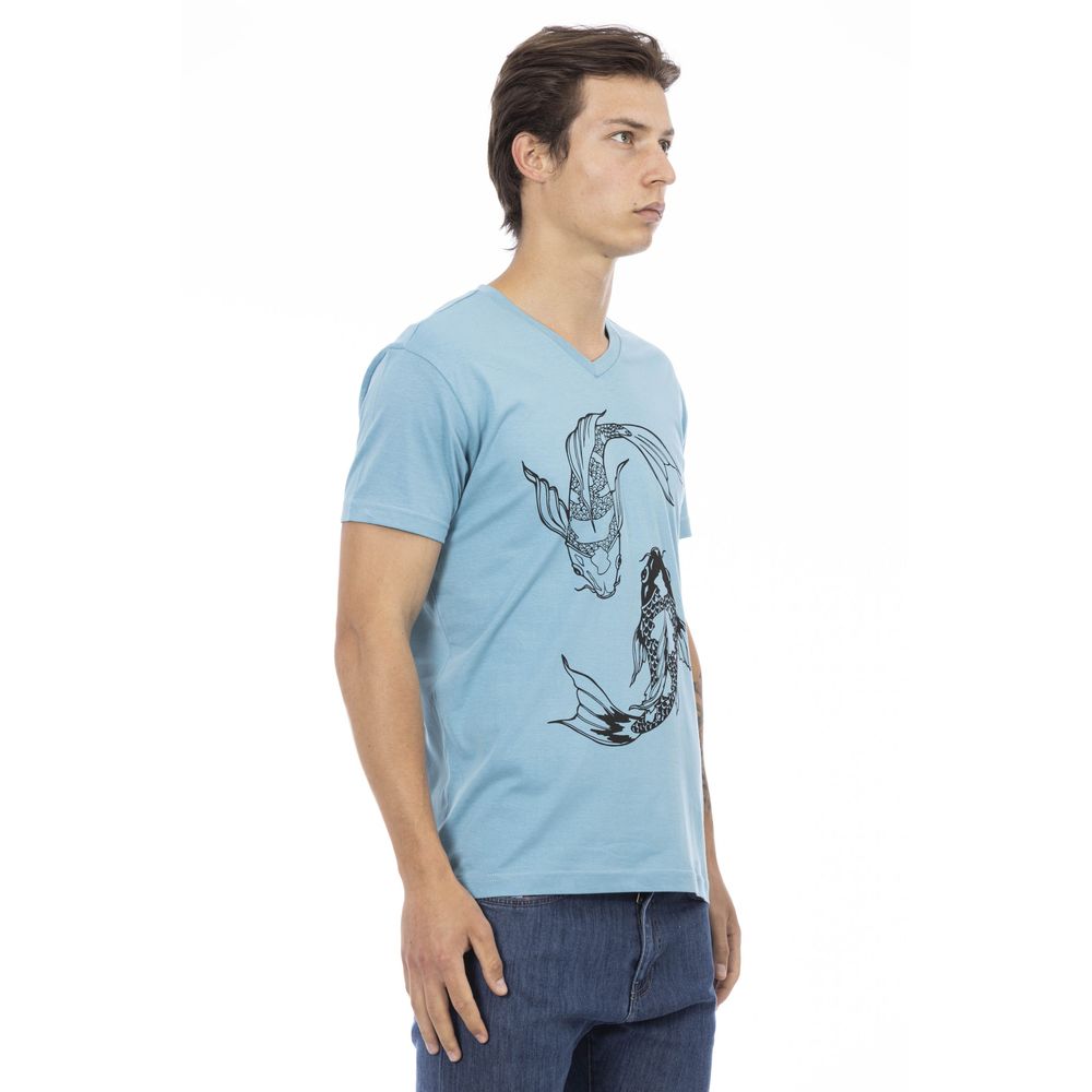 Trussardi Action Light Blue Cotton Men T-Shirt $130.00 Trussardi Action Luzworld