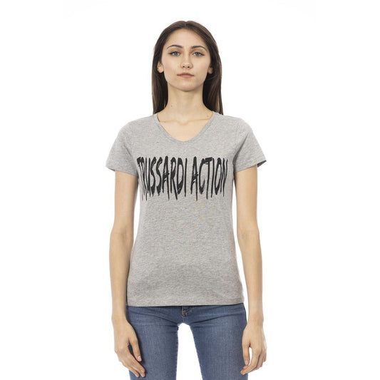 Trussardi Action Gray Cotton Women T-Shirt $131.00 Trussardi Action Luzworld