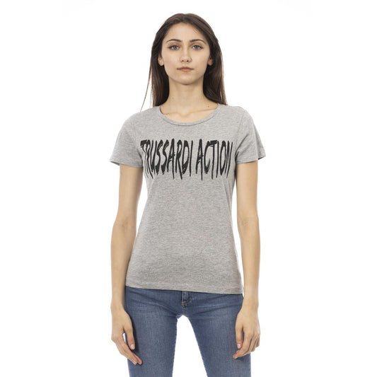 Trussardi Action Gray Cotton Women T-Shirt $131.00 Trussardi Action Luzworld