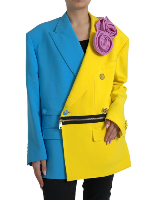 Dolce & Gabbana Multicolor Patchwork Floral Appliques Coat Jacket