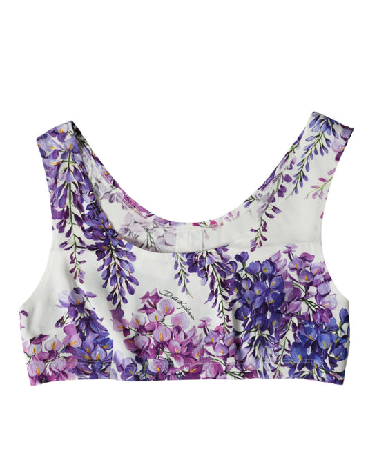 Dolce & Gabbana Multicolor Floral Sleeveless Cropped Top