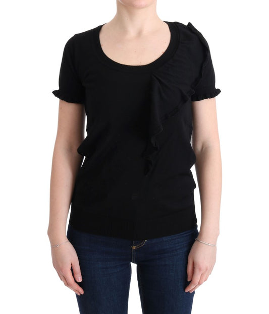 MARGHI LO' Black 100% Lana Wool Top Blouse T-shirt $254.00 MARGHI LO' Luzworld