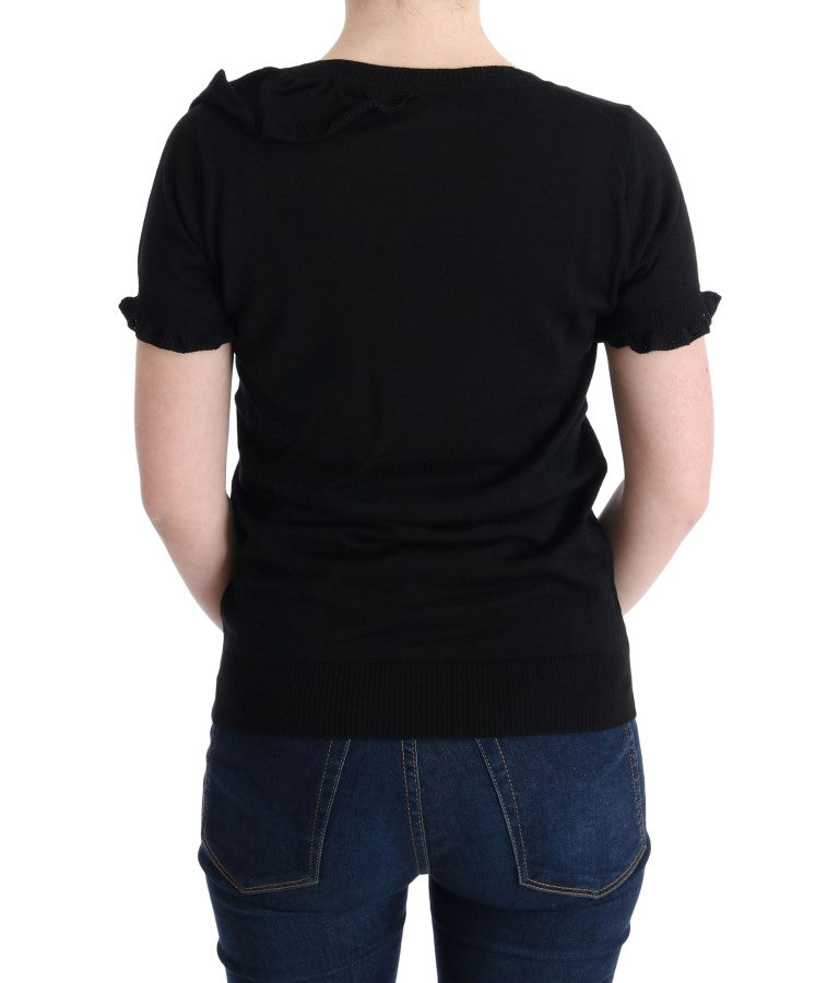 MARGHI LO' Black 100% Lana Wool Top Blouse T-shirt $254.00 MARGHI LO' Luzworld