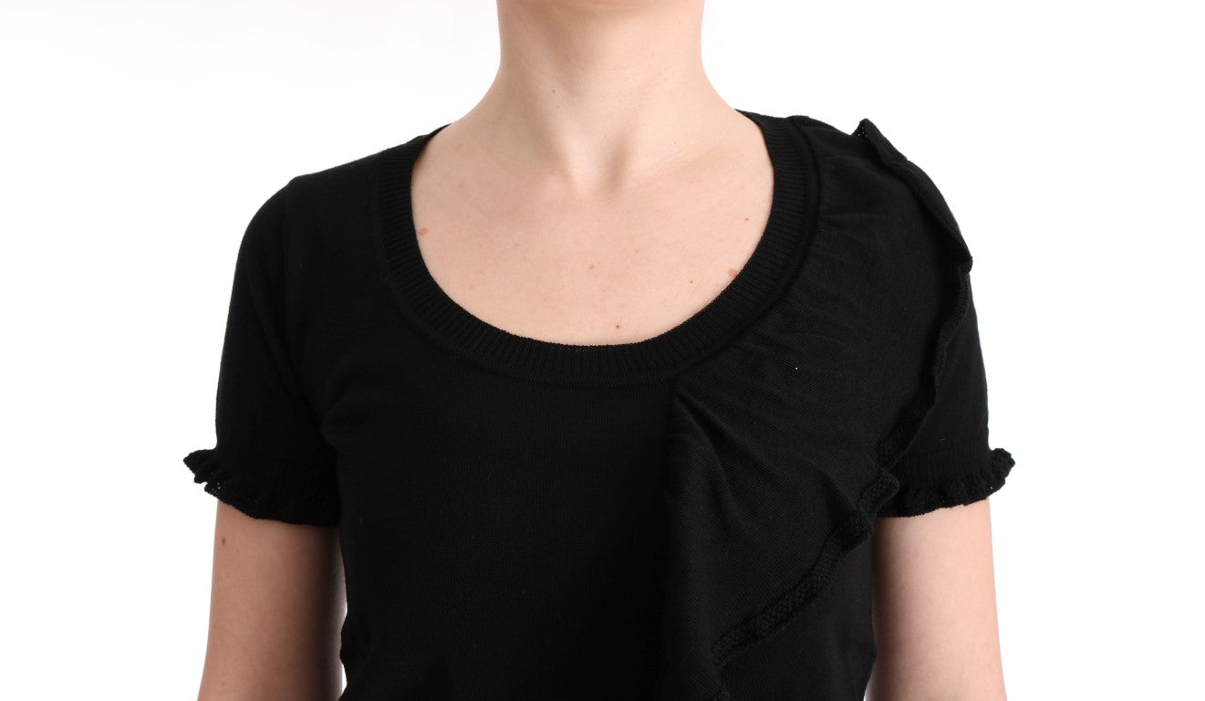 MARGHI LO' Black 100% Lana Wool Top Blouse T-shirt $254.00 MARGHI LO' Luzworld