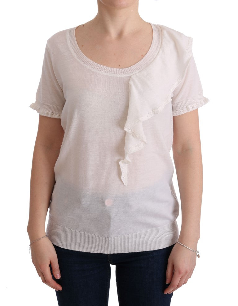 MARGHI LO' White 100% Lana Wool Top Blouse T-shirt $254.00 MARGHI LO' Luzworld