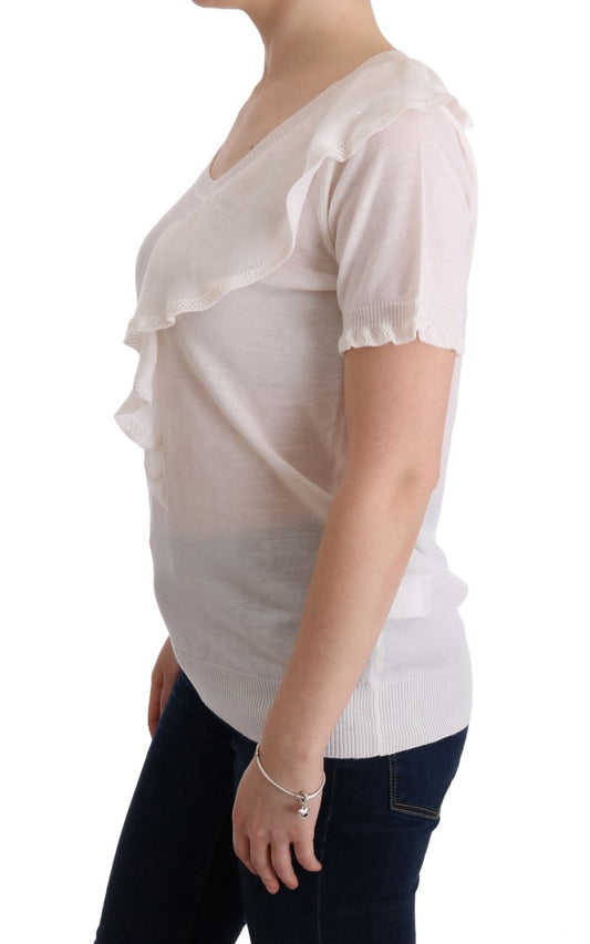 MARGHI LO' White 100% Lana Wool Top Blouse T-shirt $254.00 MARGHI LO' Luzworld