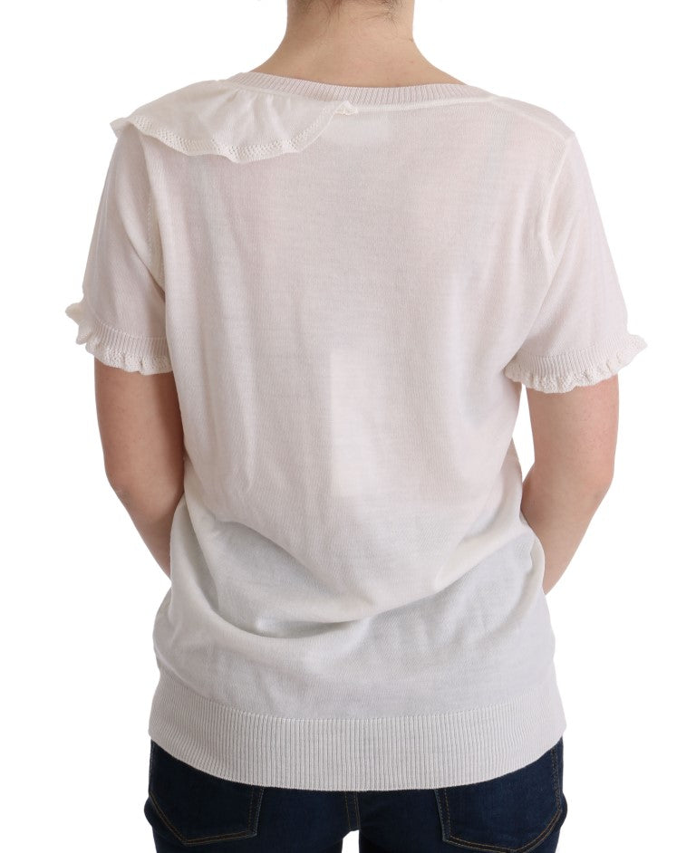 MARGHI LO' White 100% Lana Wool Top Blouse T-shirt $254.00 MARGHI LO' Luzworld
