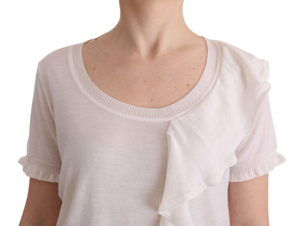 MARGHI LO' White 100% Lana Wool Top Blouse T-shirt $254.00 MARGHI LO' Luzworld