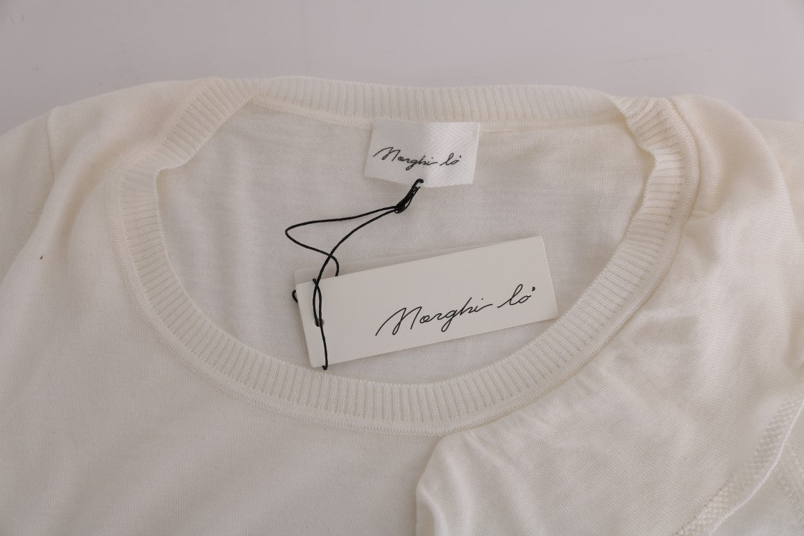 MARGHI LO' White 100% Lana Wool Top Blouse T-shirt $254.00 MARGHI LO' Luzworld