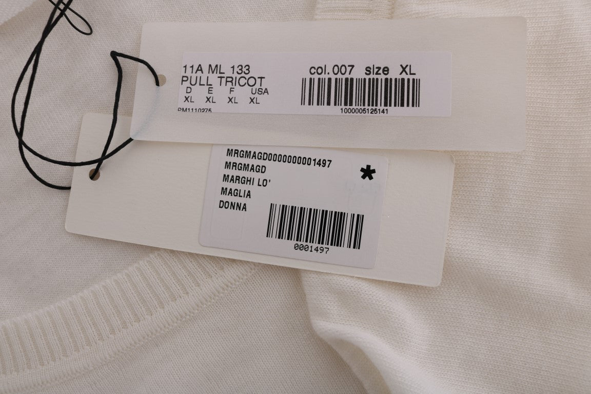 MARGHI LO' White 100% Lana Wool Top Blouse T-shirt $254.00 MARGHI LO' Luzworld