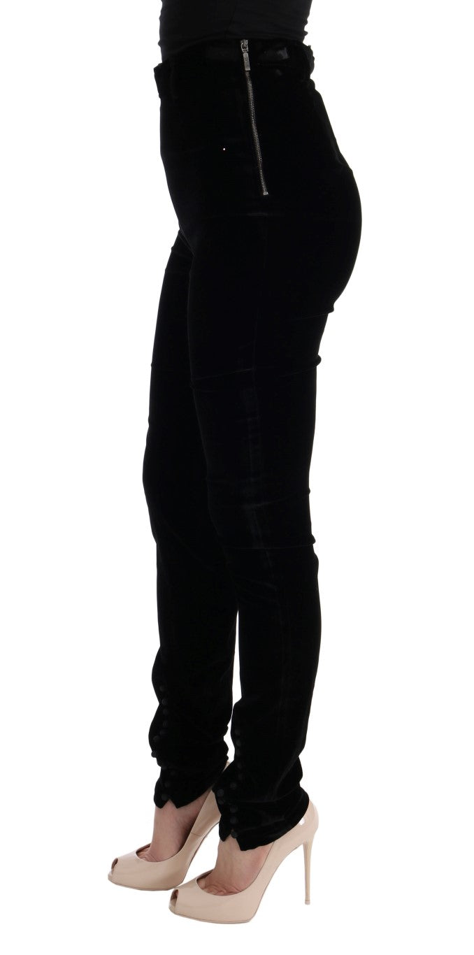 Ermanno Scervino Black Velvet Slim Fit Pants $875.00 Ermanno Scervino Luzworld