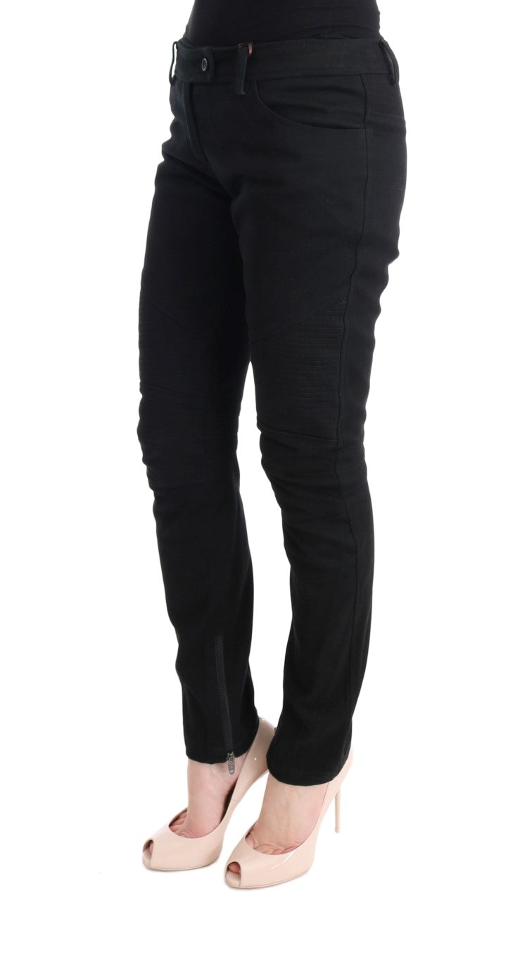 Ermanno Scervino Black Cotton Slim Fit Casual Pants $713.00 Ermanno Scervino Luzworld