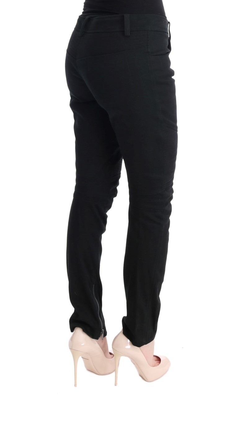 Ermanno Scervino Black Cotton Slim Fit Casual Pants $713.00 Ermanno Scervino Luzworld