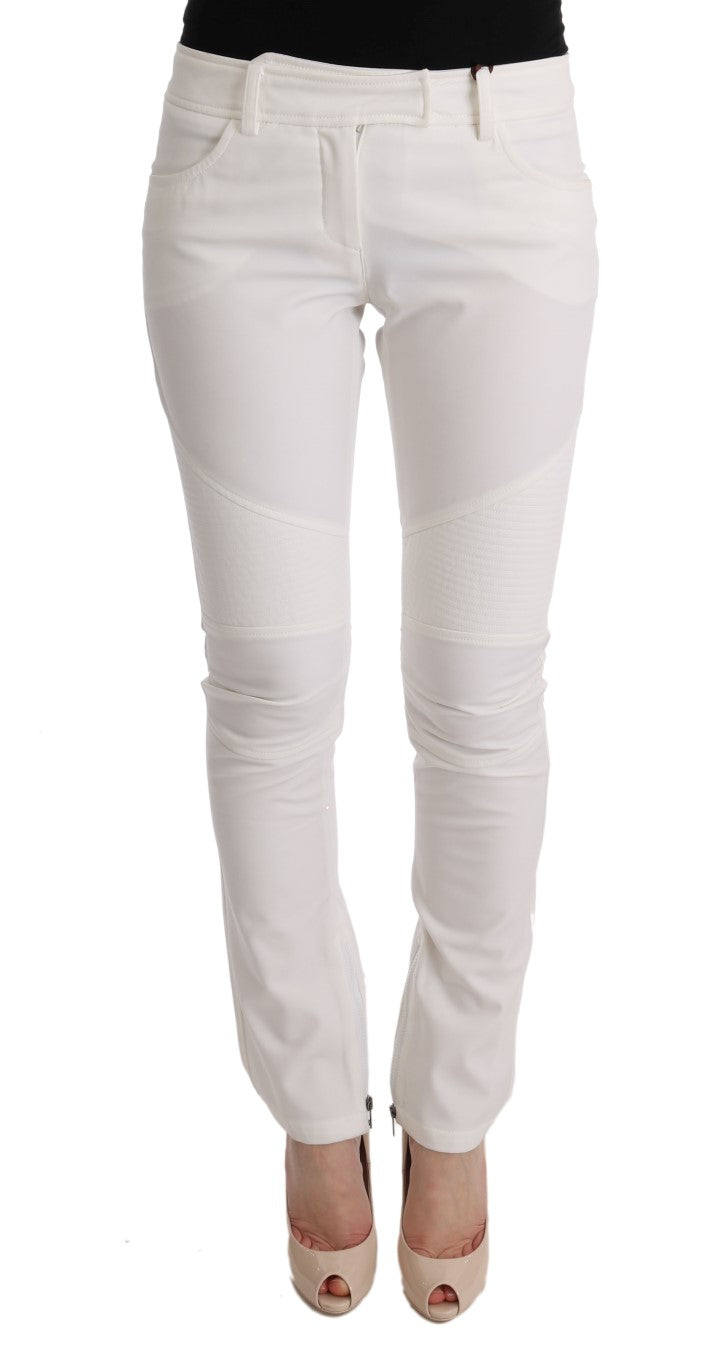 Ermanno Scervino White Cotton Slim Fit Casual Pants $713.00 Ermanno Scervino Luzworld