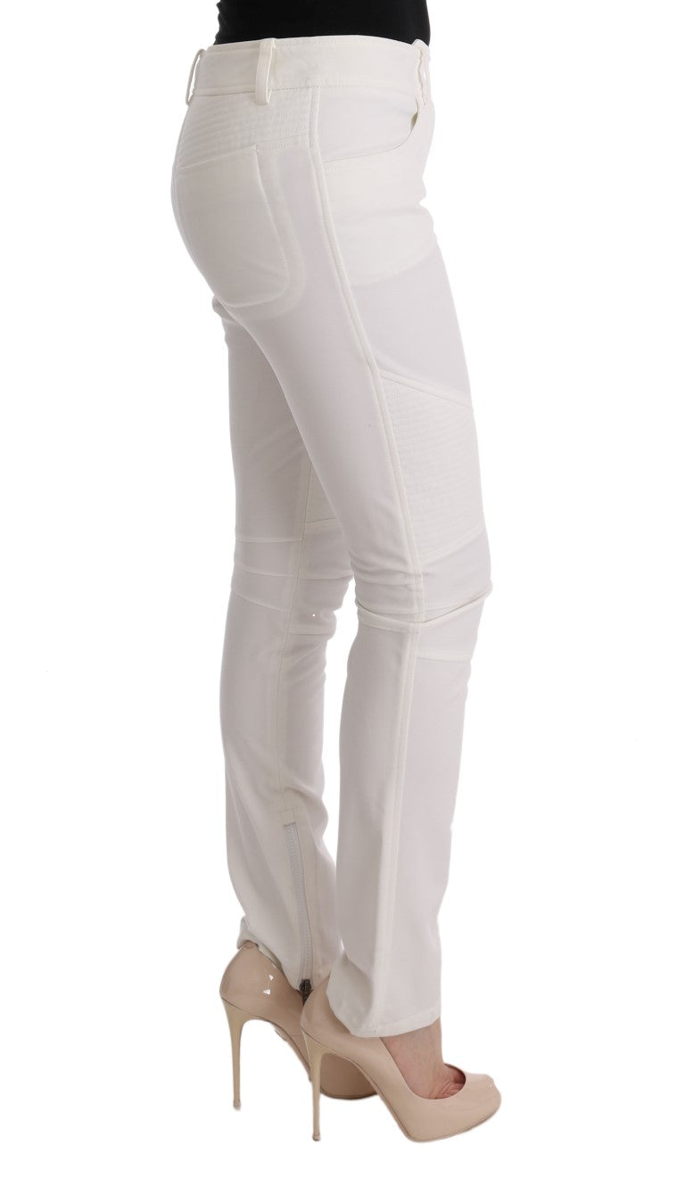 Ermanno Scervino White Cotton Slim Fit Casual Pants $713.00 Ermanno Scervino Luzworld