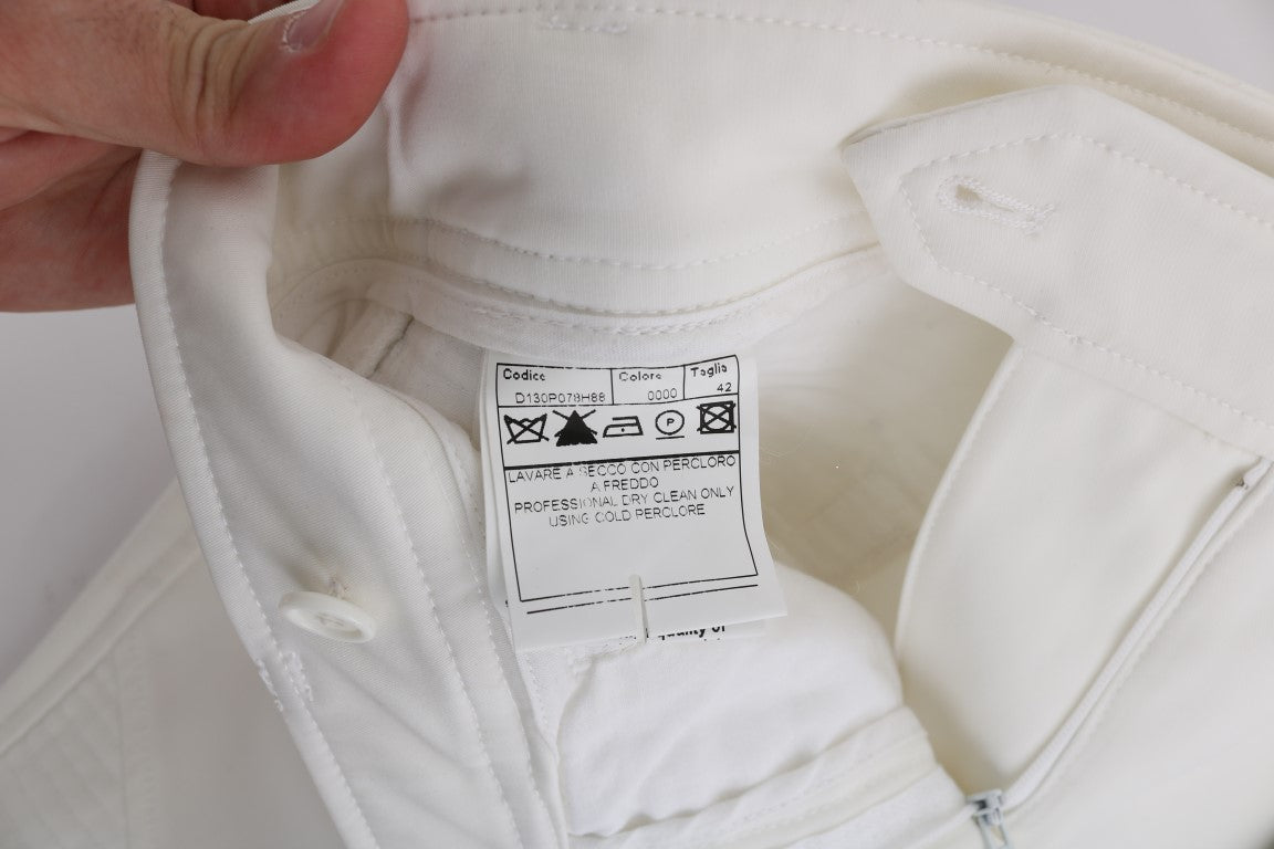 Ermanno Scervino White Cotton Slim Fit Casual Pants $713.00 Ermanno Scervino Luzworld