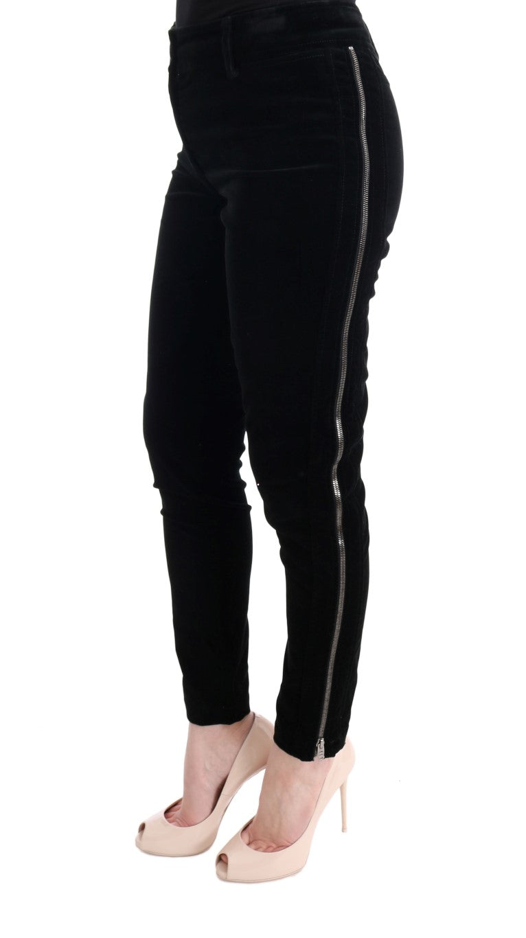 Ermanno Scervino Black Viscose Blend Velvet Cropped Pants $875.00 Ermanno Scervino Luzworld
