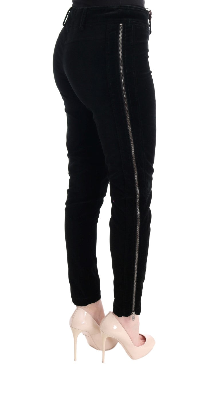 Ermanno Scervino Black Viscose Blend Velvet Cropped Pants $875.00 Ermanno Scervino Luzworld