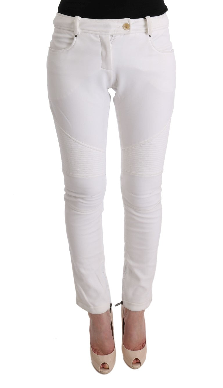 Ermanno Scervino White Cotton Slim Fit Casual Pants $713.00 Ermanno Scervino Luzworld