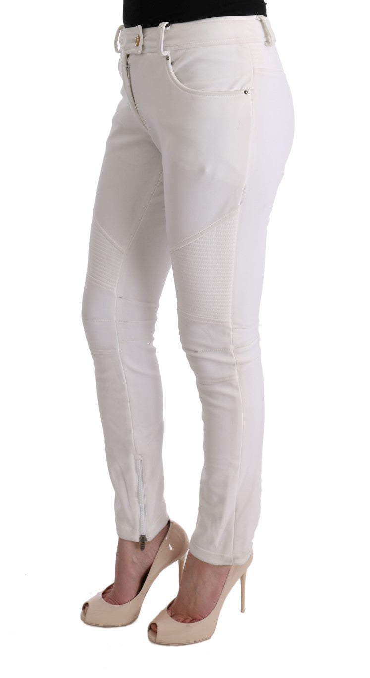 Ermanno Scervino White Cotton Slim Fit Casual Pants $713.00 Ermanno Scervino Luzworld
