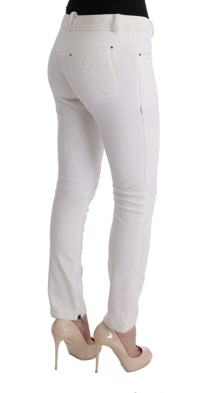 Ermanno Scervino White Cotton Slim Fit Casual Pants $713.00 Ermanno Scervino Luzworld