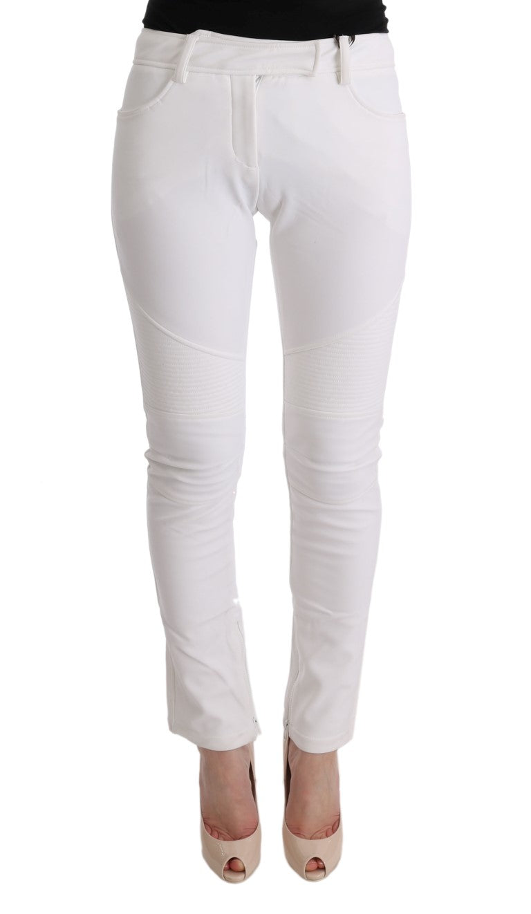 Ermanno Scervino White Cotton Slim Fit Casual Pants $713.00 Ermanno Scervino Luzworld