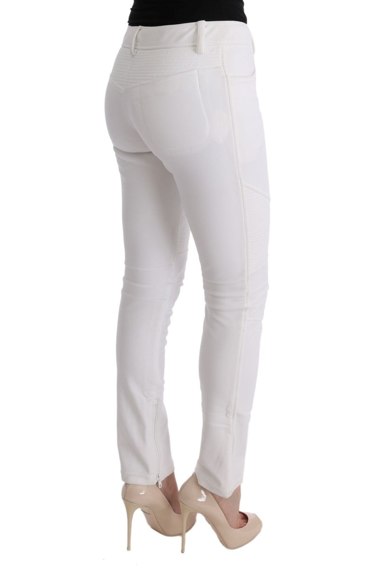Ermanno Scervino White Cotton Slim Fit Casual Pants $713.00 Ermanno Scervino Luzworld