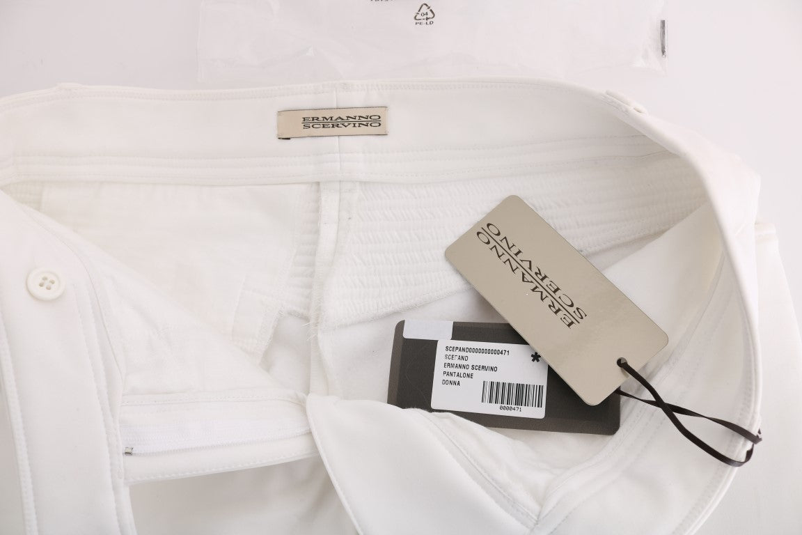 Ermanno Scervino White Cotton Slim Fit Casual Pants $713.00 Ermanno Scervino Luzworld