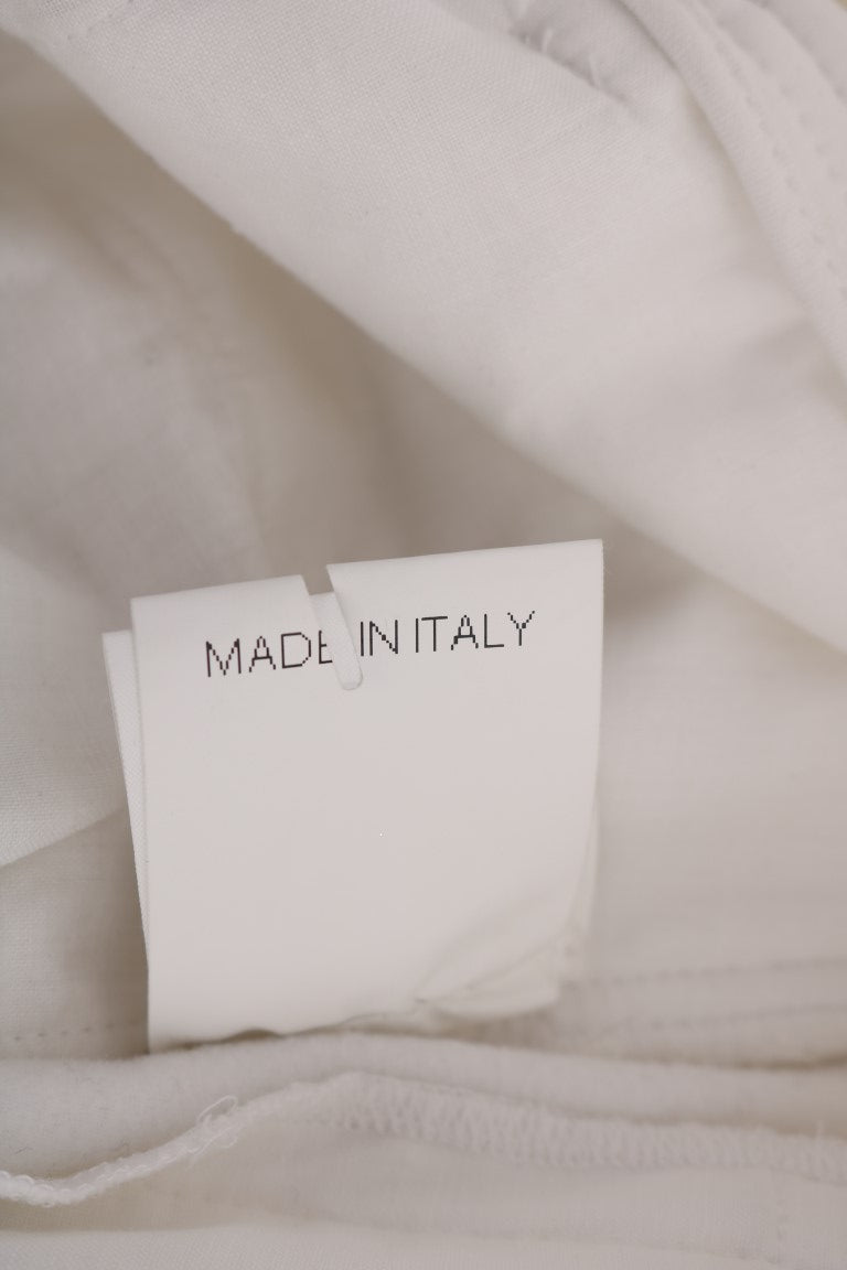 Ermanno Scervino White Cotton Slim Fit Casual Pants $713.00 Ermanno Scervino Luzworld