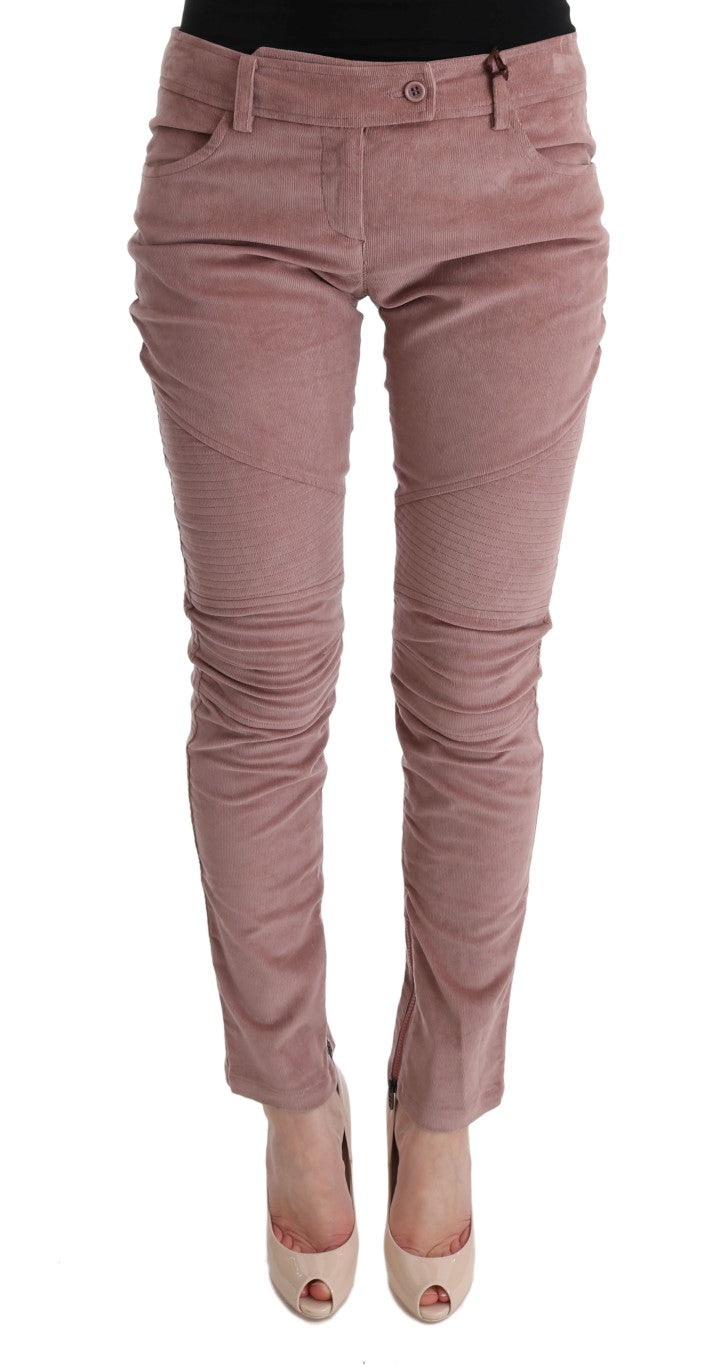 Ermanno Scervino Pink Velvet Cropped Casual Pants $765.00 Ermanno Scervino Luzworld