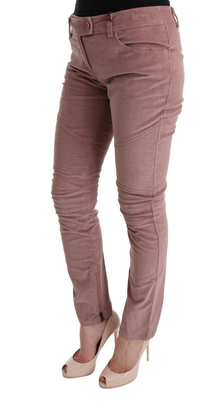 Ermanno Scervino Pink Velvet Cropped Casual Pants $765.00 Ermanno Scervino Luzworld