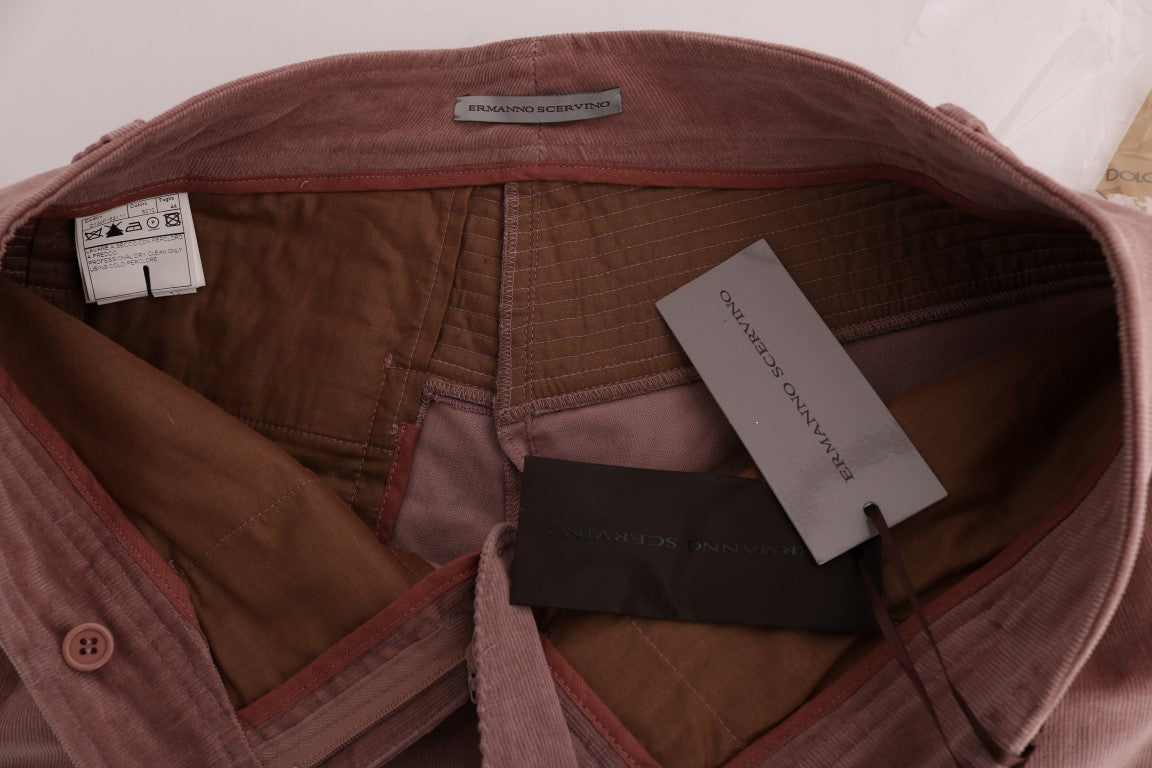 Ermanno Scervino Pink Velvet Cropped Casual Pants $765.00 Ermanno Scervino Luzworld