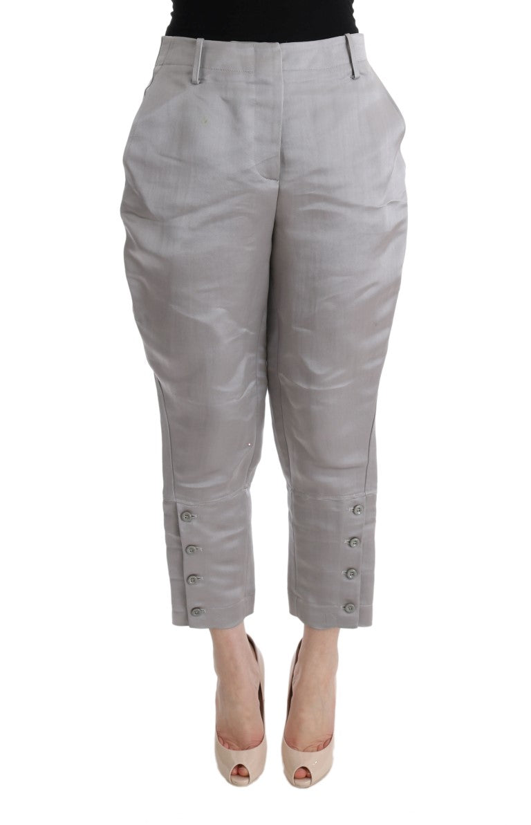 Ermanno Scervino Gray Silk Cropped Casual Pants $1222.00 Ermanno Scervino Luzworld