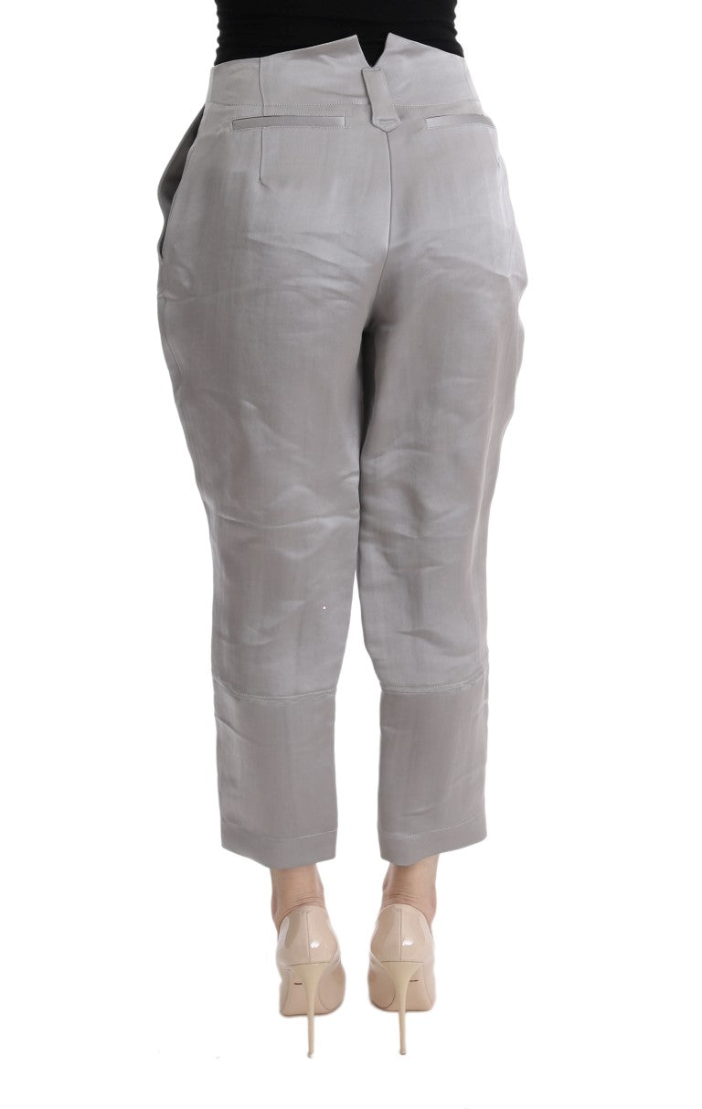 Ermanno Scervino Gray Silk Cropped Casual Pants $1222.00 Ermanno Scervino Luzworld