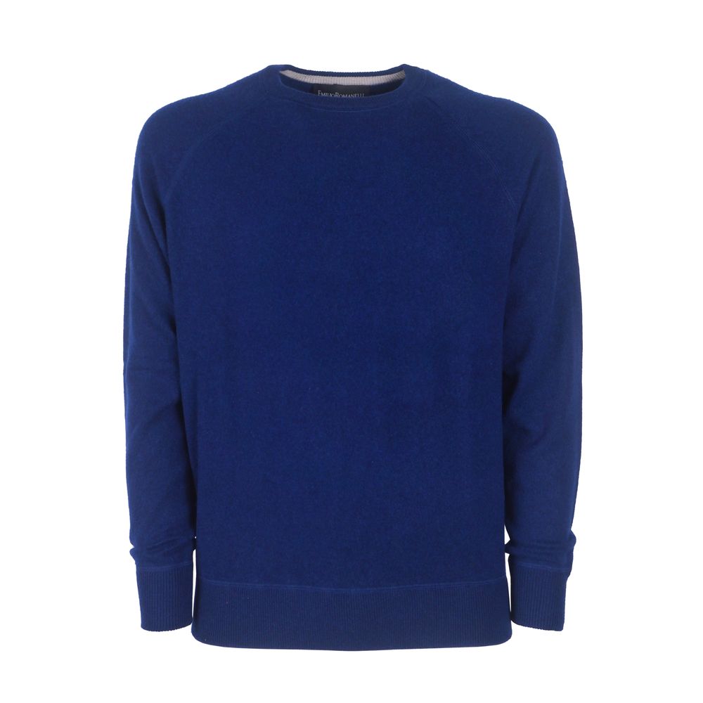 Emilio Romanelli Blue Cashmere Men Sweater $626.00 Emilio Romanelli Luzworld