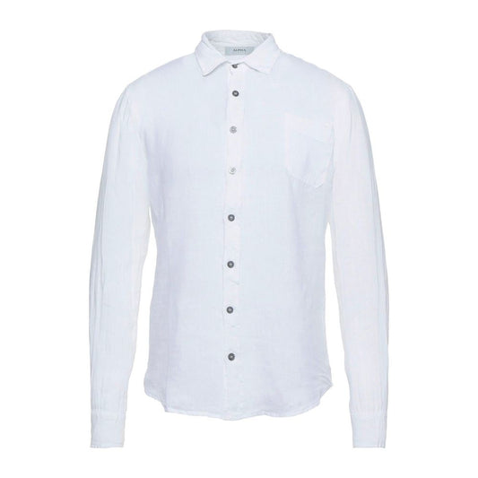 Alpha Studio Elegant White Linen Shirt for Men $242.00 Alpha Studio Luzworld