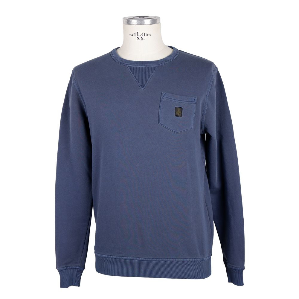 Refrigiwear Blue Cotton Men Sweater with Chest Pocket $231.00 Refrigiwear Luzworld