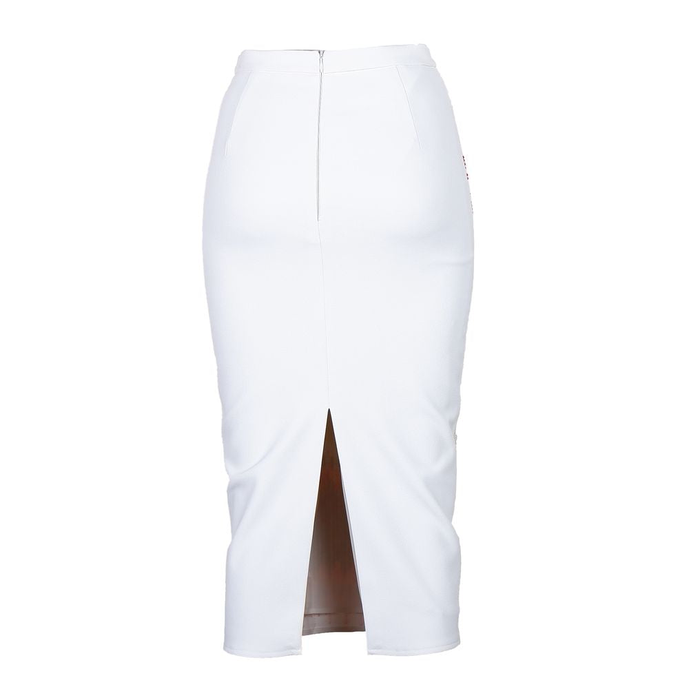 Elisabetta Franchi White Polyester Women Skirt $954.00 Elisabetta Franchi Luzworld