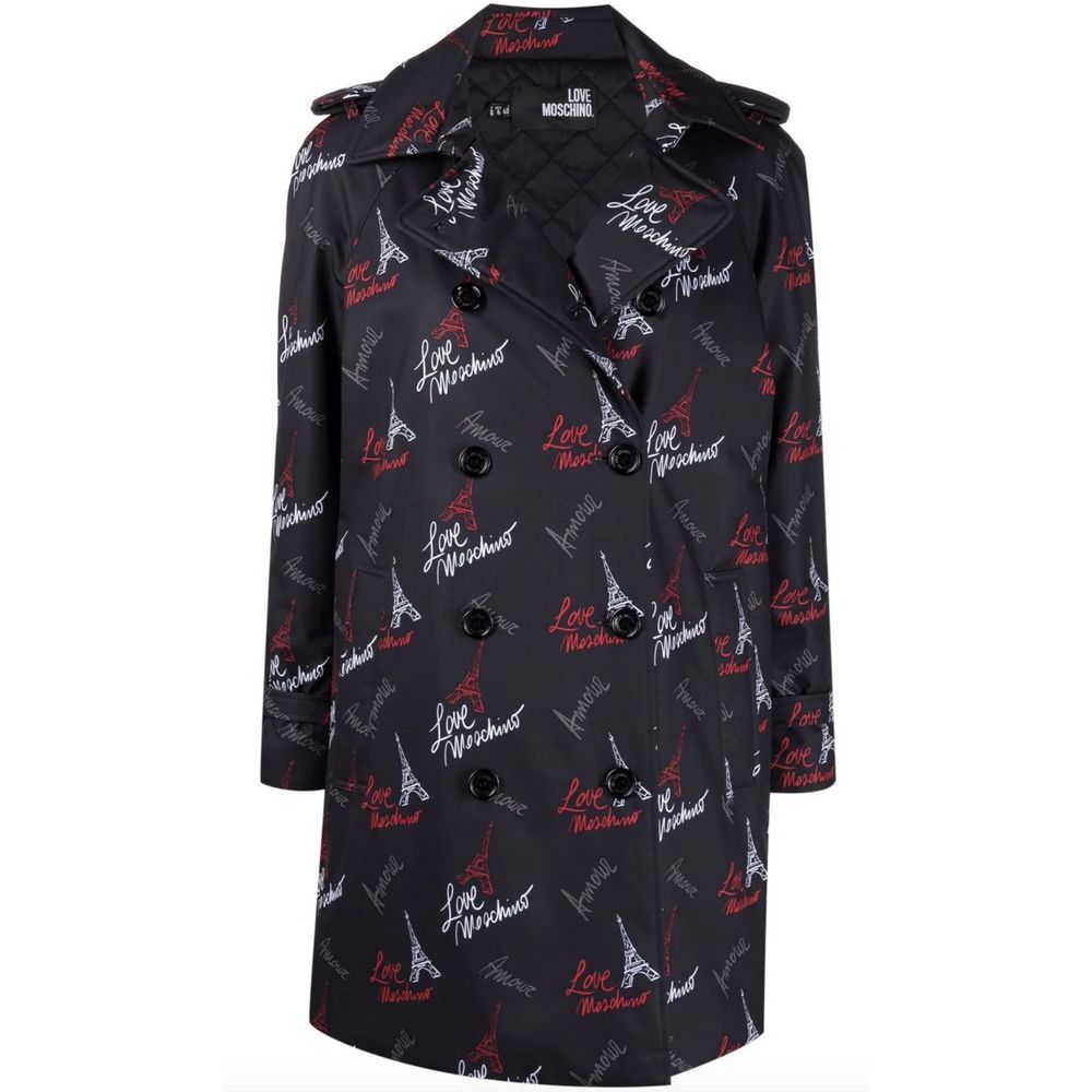 Love Moschino Black Polyester Women Coat $840.00 Love Moschino Luzworld
