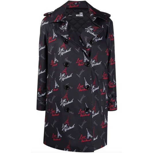 Love Moschino Black Polyester Women Coat $840.00 Love Moschino Luzworld