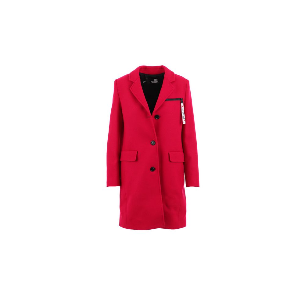Love Moschino Red Wool Women Coat $868.00 Love Moschino Luzworld