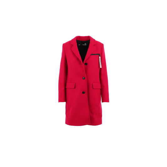 Love Moschino Red Wool Women Coat $868.00 Love Moschino Luzworld