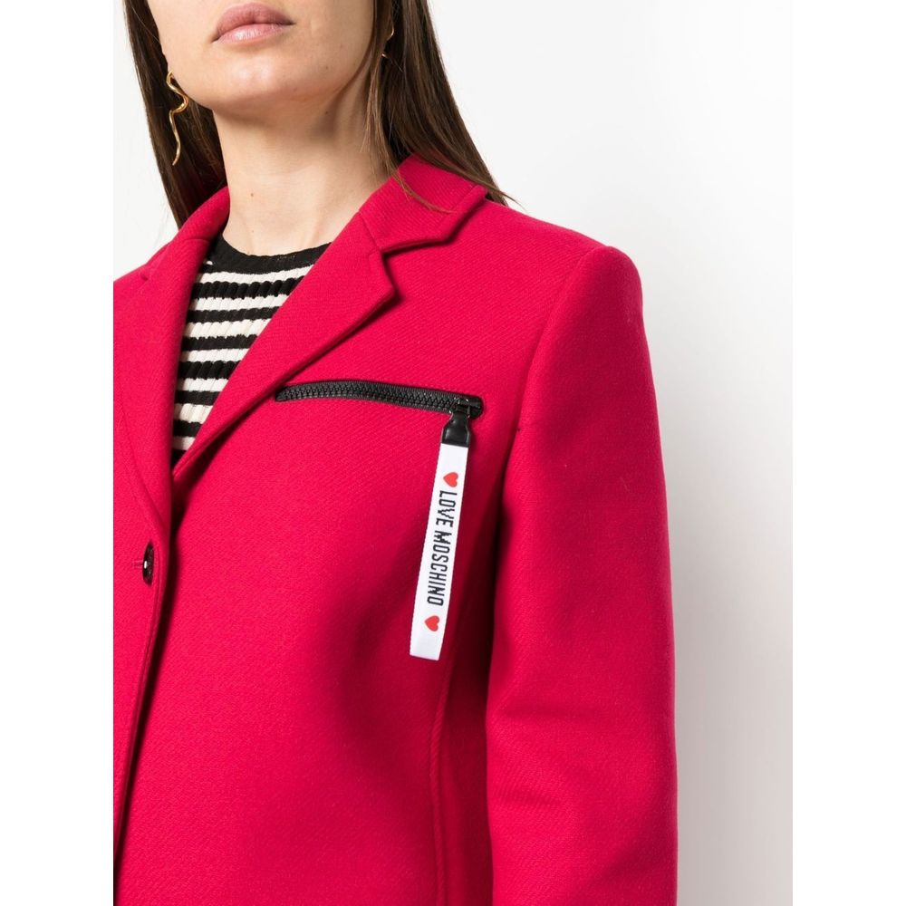 Love Moschino Red Wool Women Coat $868.00 Love Moschino Luzworld