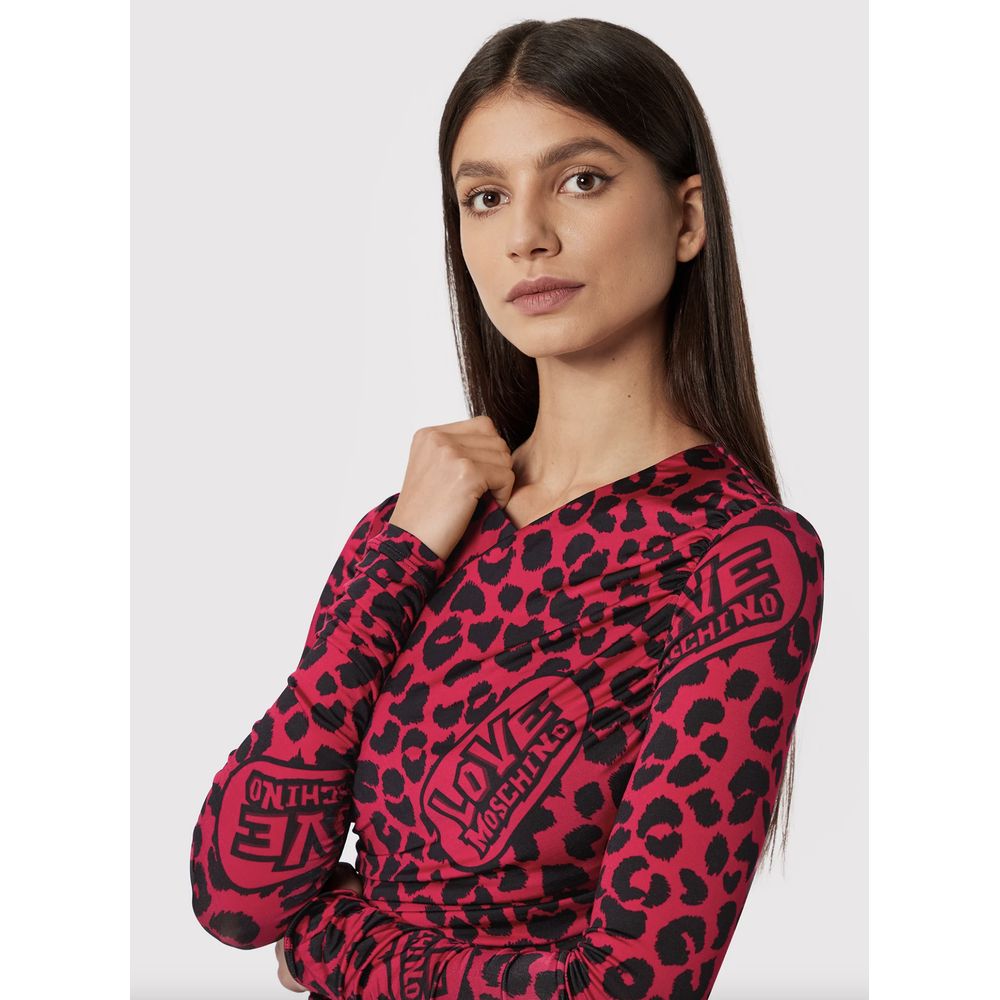Love Moschino Chic Leopard Texture Dress in Pink and Black $610.00 Love Moschino Luzworld